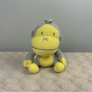 Baby Bum Yellow Gray Monkey Plush Stuffed Animal Toy Sweater Knit 5"